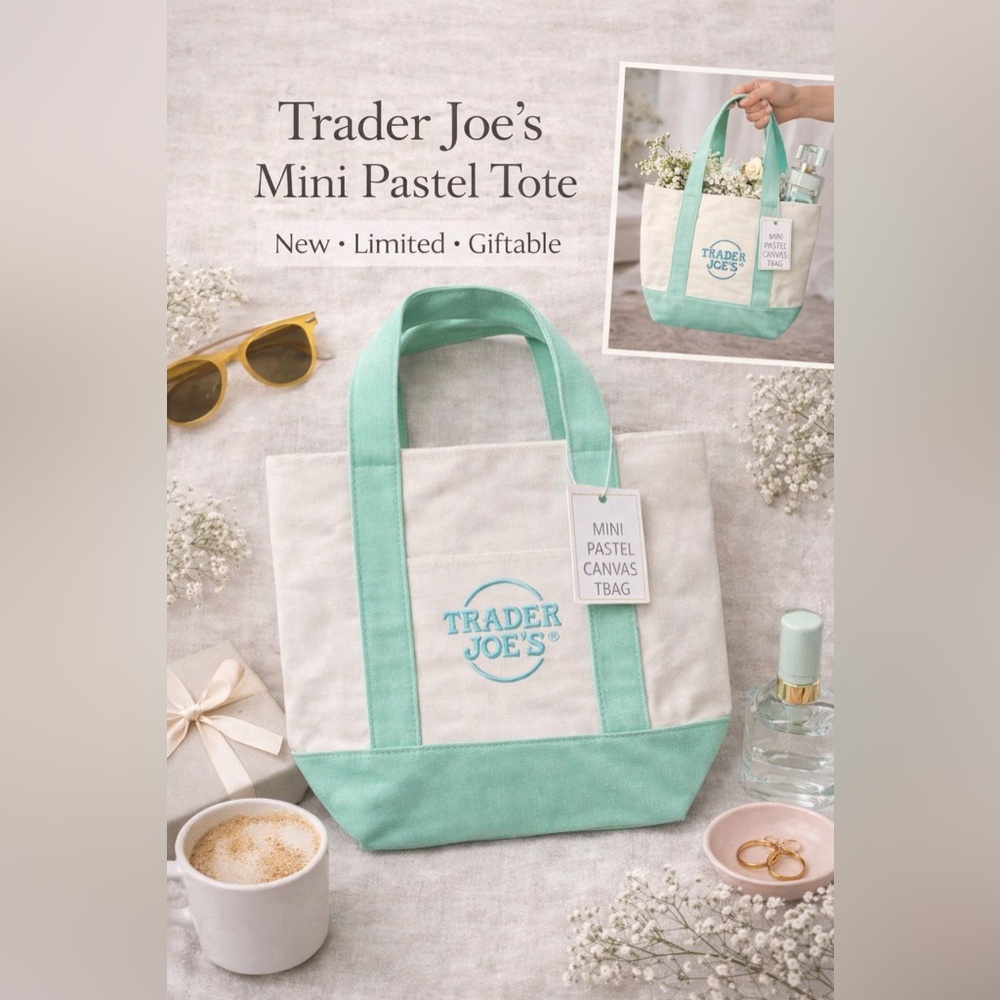 Trader Joe’s Mini Pastel Green Canvas Tote – Limited Edition (NWT)